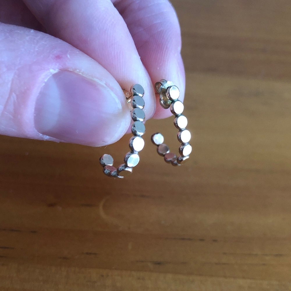 Gold dotted j hoop earrings